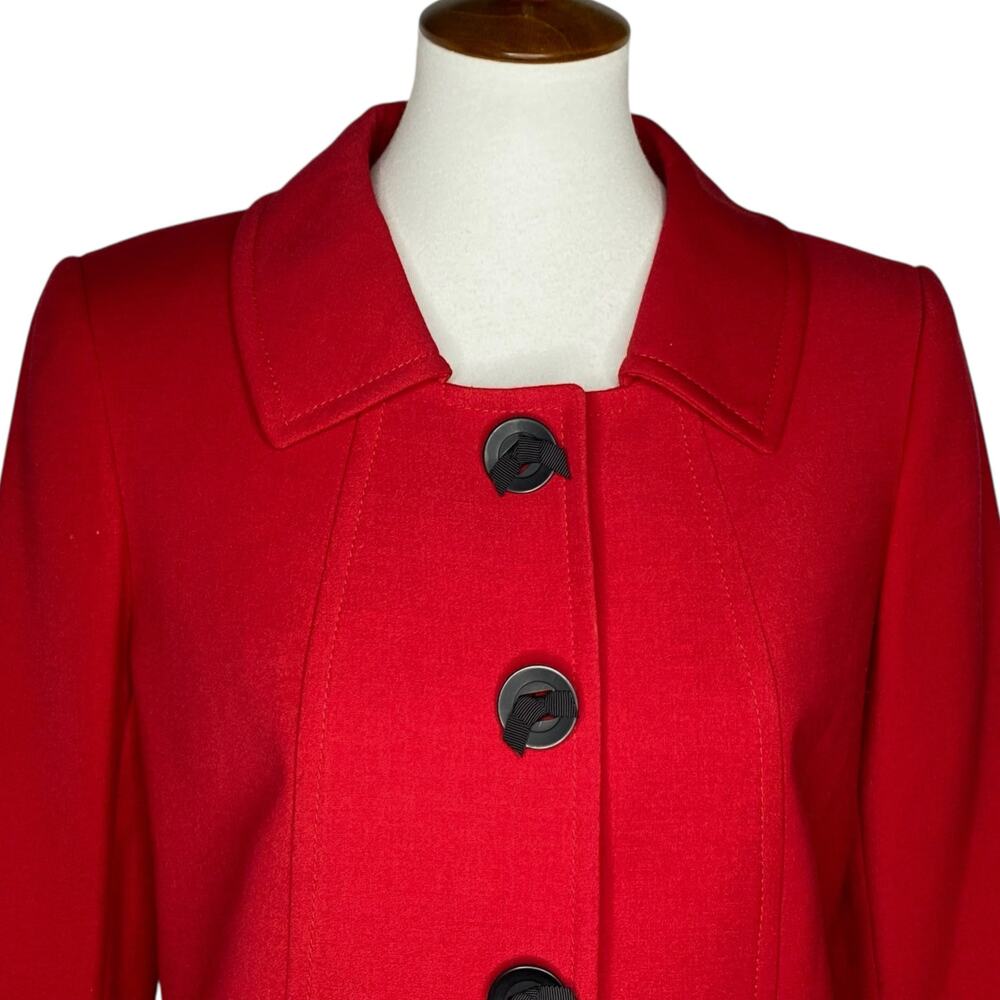 Tahari ASL Cropped Blazer Red Button Snaps Sz 6 Jacket Valentines Day Pop of Red - Picture 5 of 15